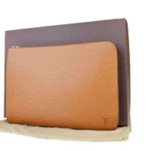 Louis Vuitton Pochette Documents Clutch Bag Epi Leather Kenya Brown